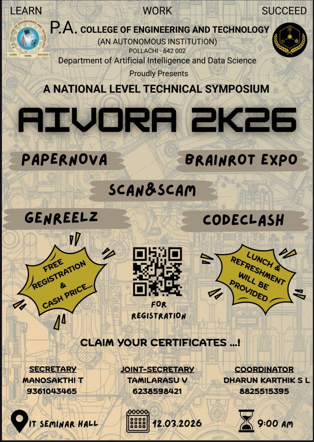 AIVORA-2K26 Technical Symposium Poster 